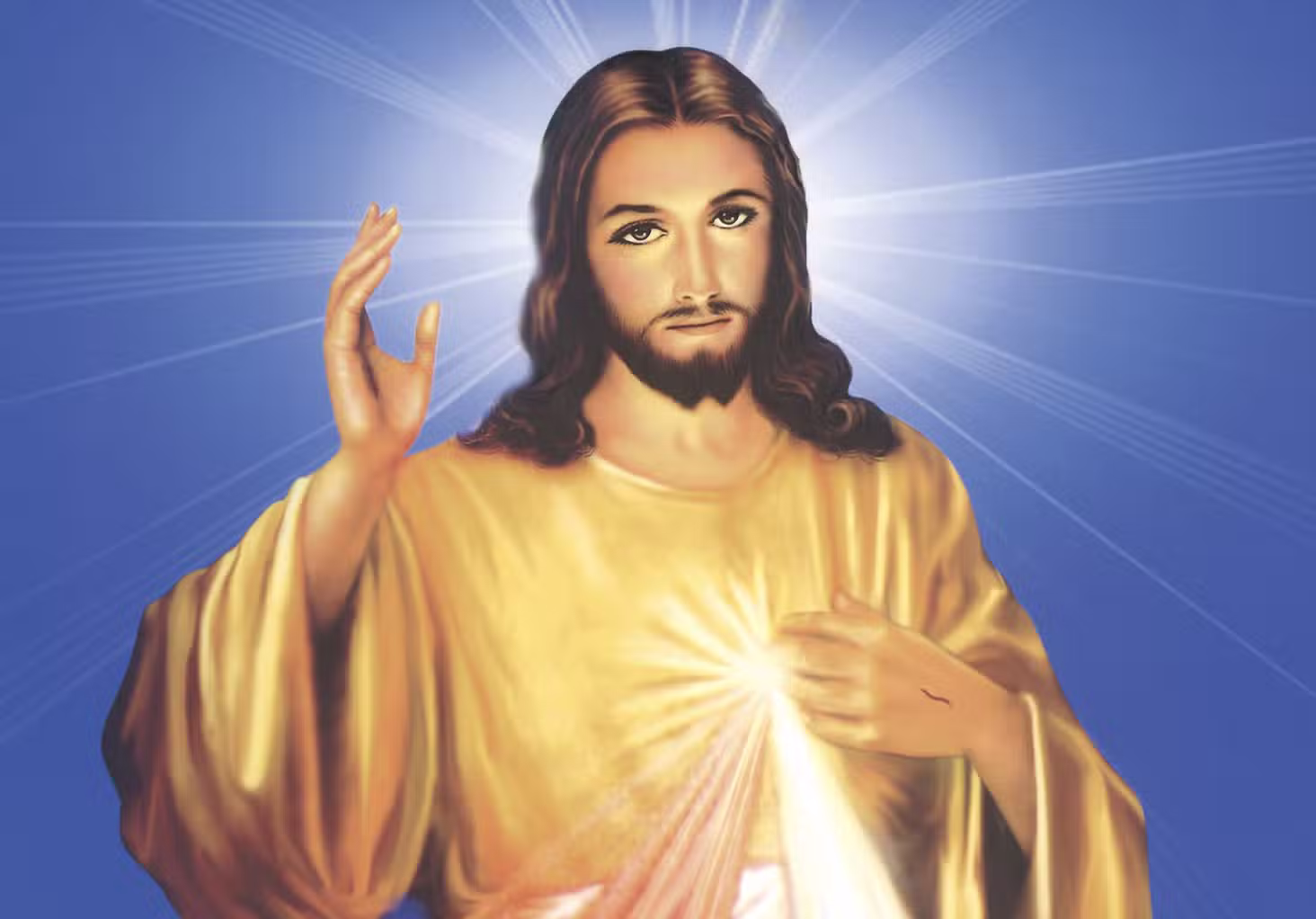 Imagen del Sagrado Corazón de Jesús. Descubre la Devoción e Historia del Sagrado Corazón, y las Iglesias asociadas a ella en la aplicación de Horarios de Misa en tu celular.