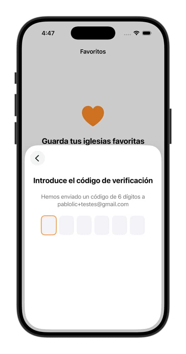 Código de verificação - App Horários de Missa - Horários de Missa