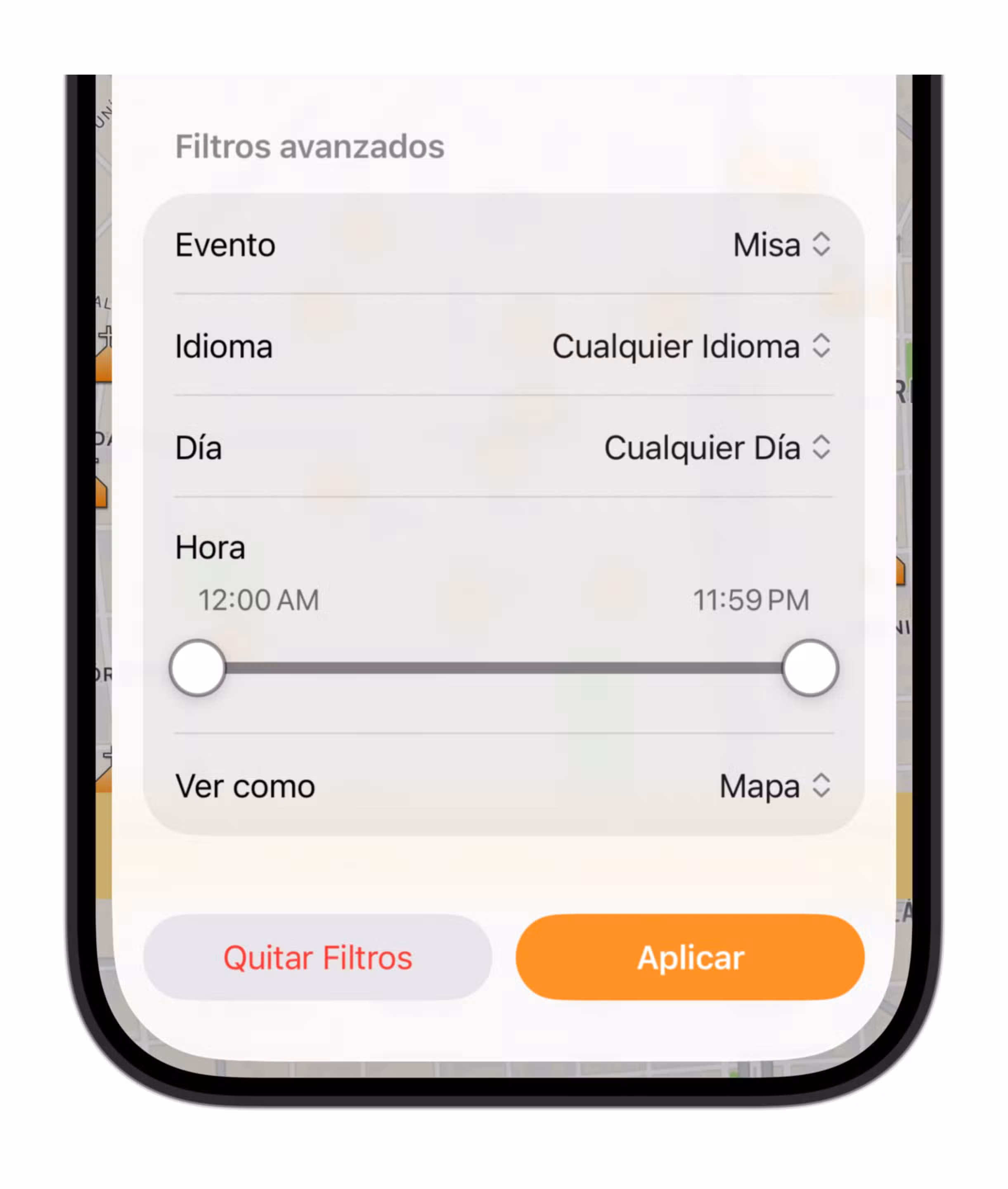 Filtros avançados - Igrejas perto de mim - Horários de Missa