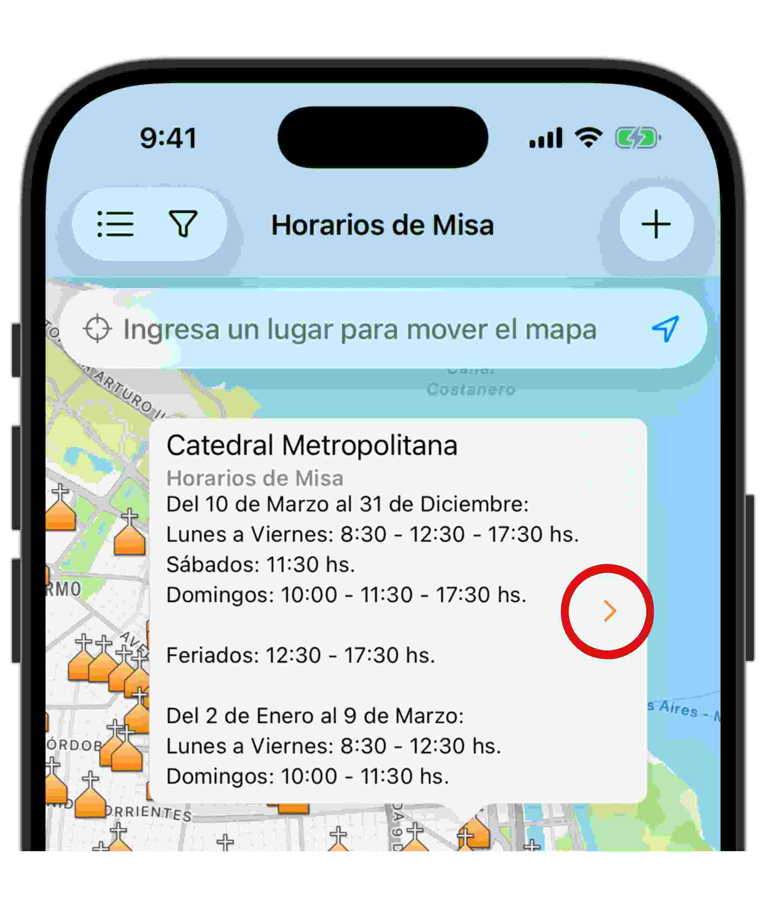 Seta da prévia da igreja - App Horários de Missa - Horários de Missa