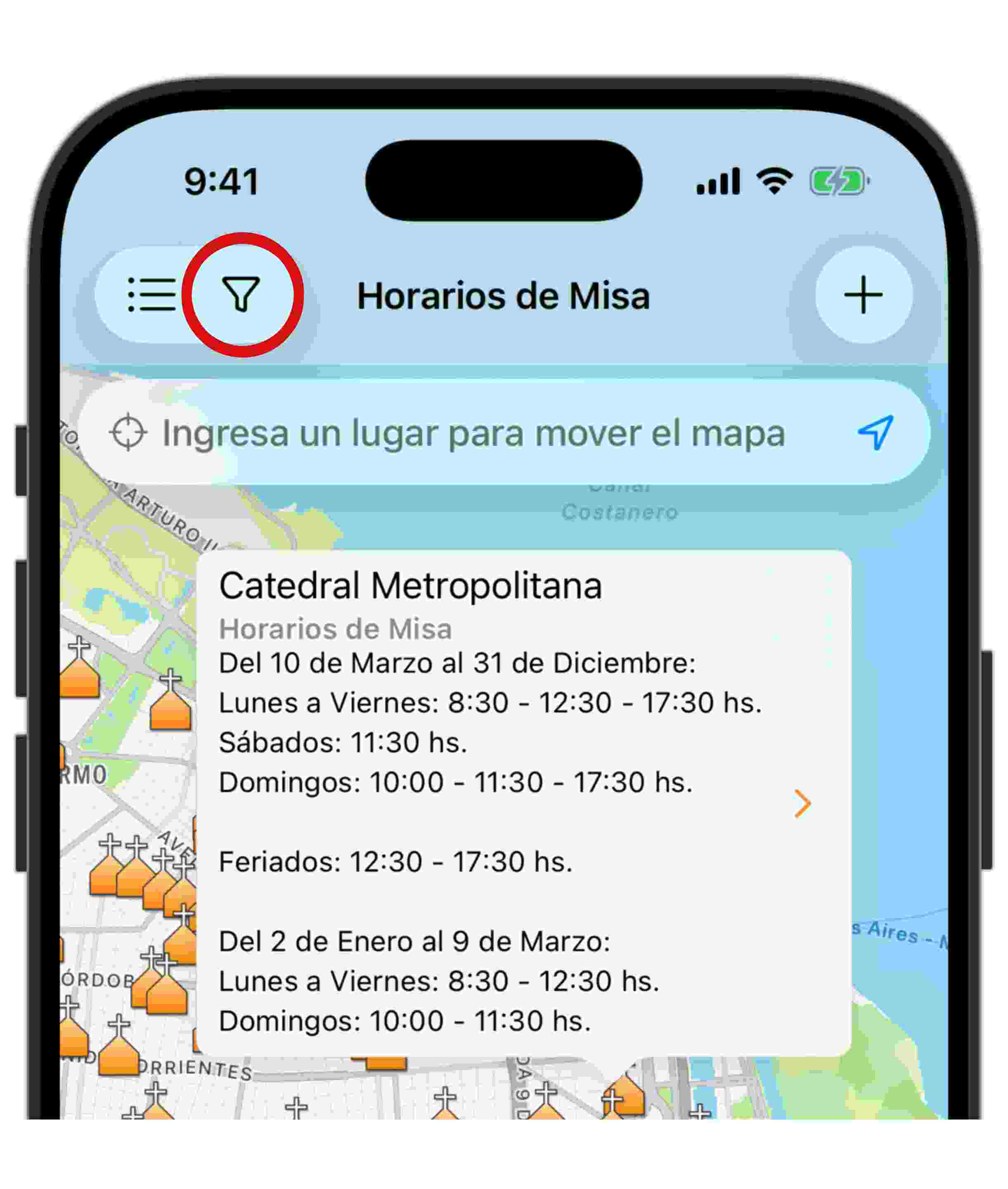 Ícone Filtros - App Horários de Missa - Horários de Missa