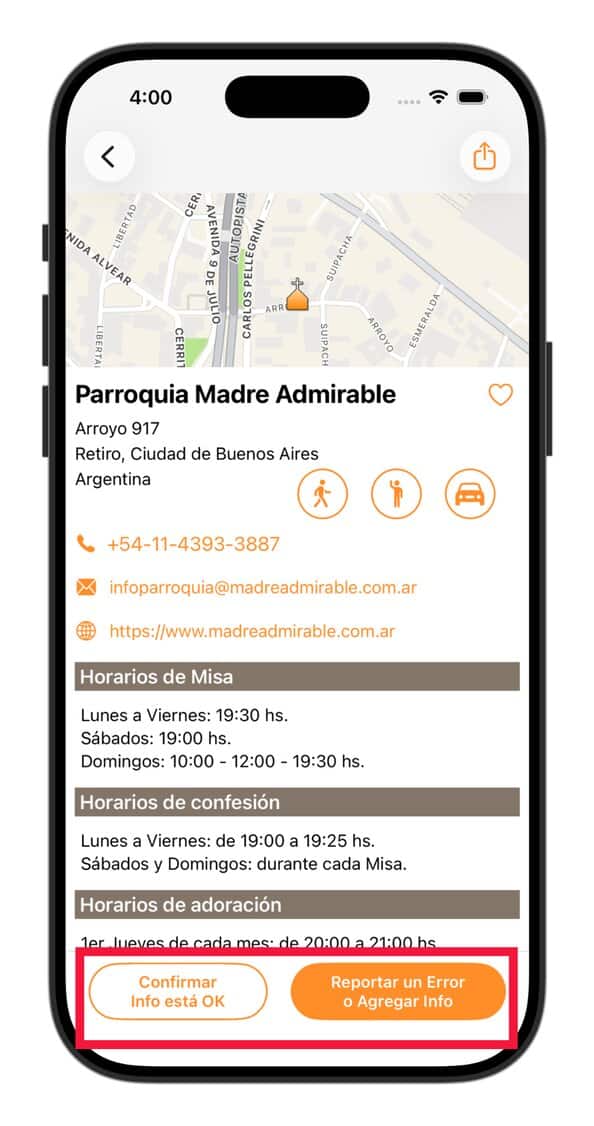 Botões de confirmação ou erro - App Horários de Missa - Horários de Missa