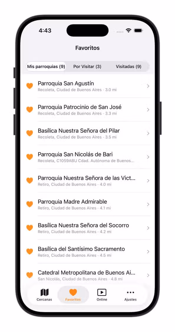 Paróquias Favoritas - Horários de Missa