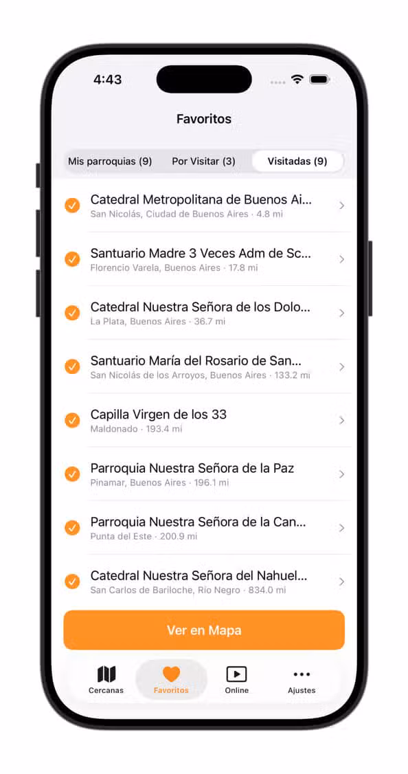 Igrejas Visitadas - Paróquias Favoritas - Horários de Missa
