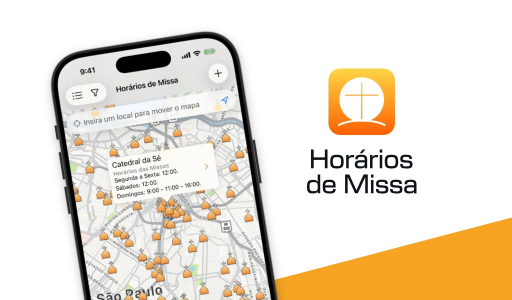 Procurando uma paróquia perto de você? O aplicativo Horários de Missa mostra as igrejas próximas no mapa.