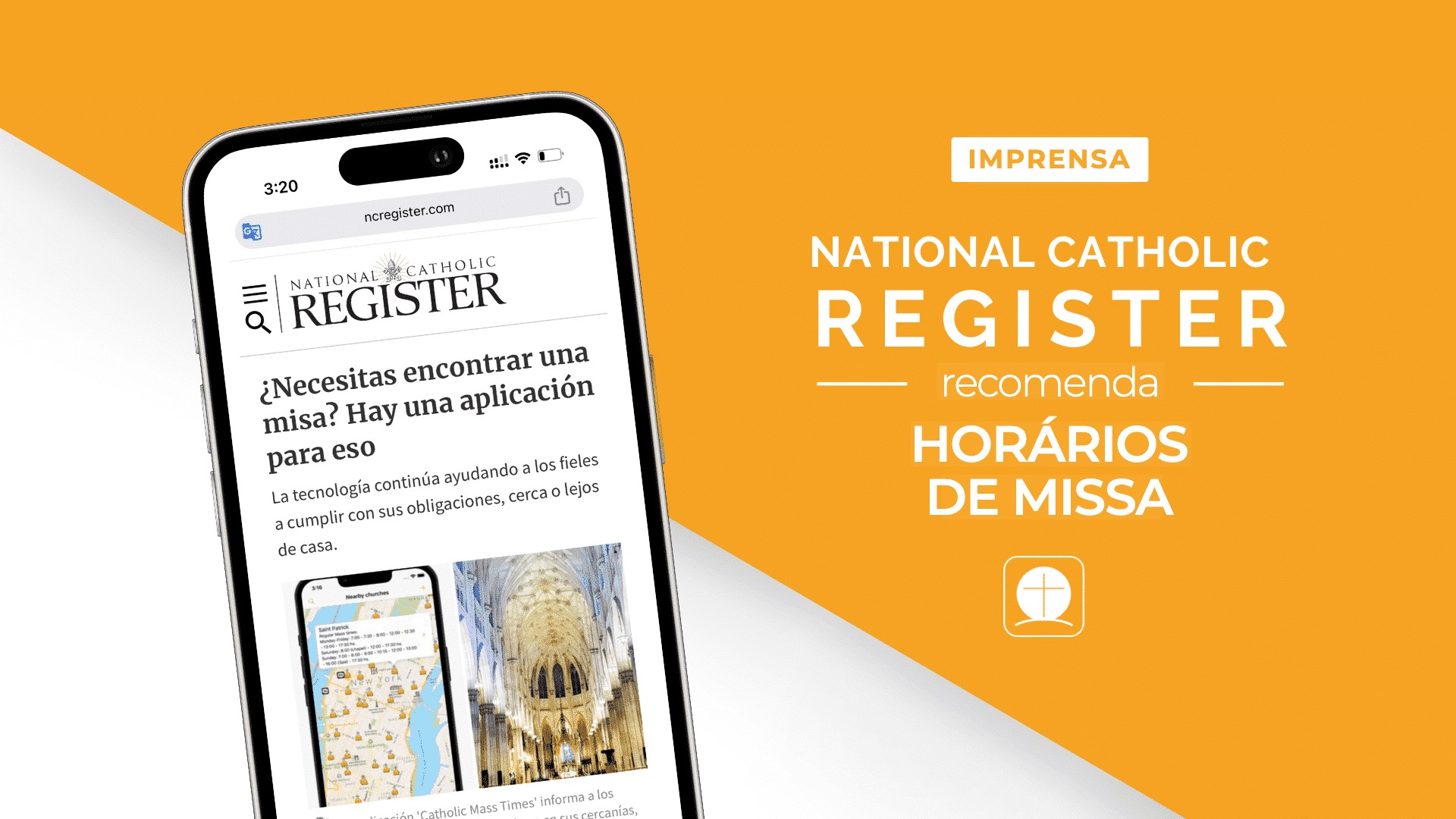 National Catholic Register recomenda o aplicativo Horários de Missa