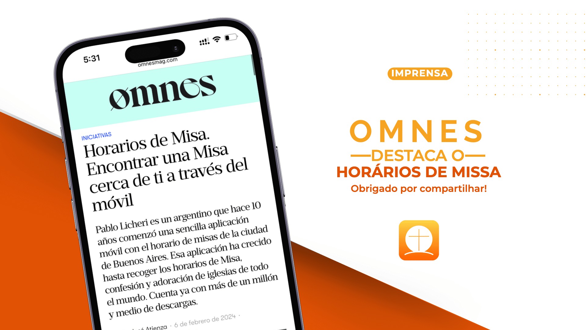 A revista Omnes destaca o aplicativo Horários de Missa