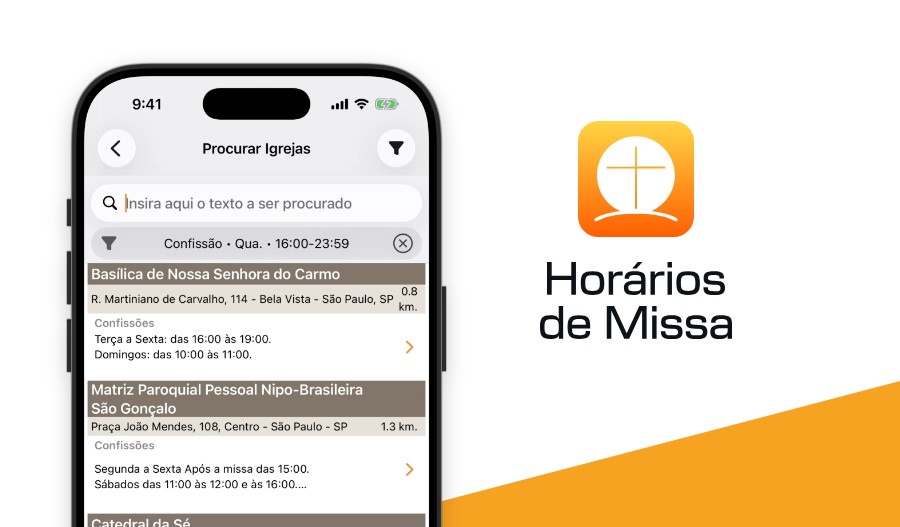 Como procuro missas por horário?